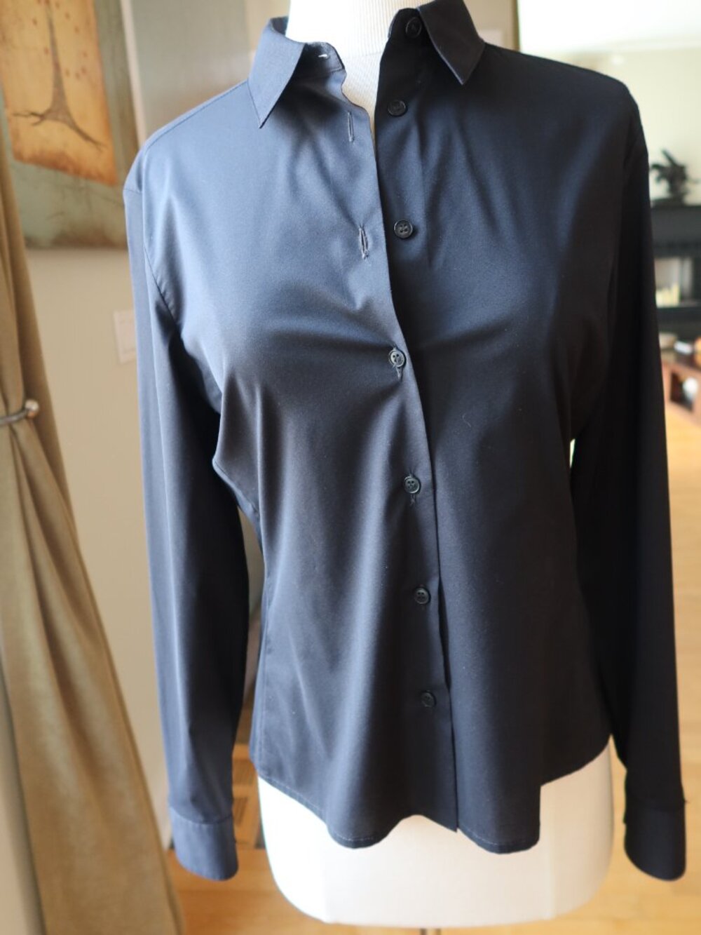 Calvin Klein COLLECTION $1000 black button down blouse size 6 Y2K Made in Italy